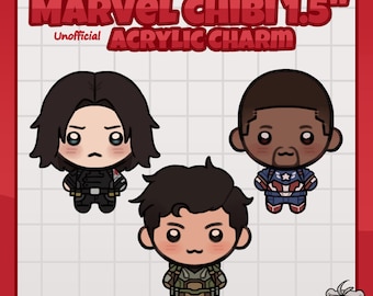 Marvel Chibi Berlocker // Akryl 38,1 mm // Winter Soldier - Falcon - Captain America