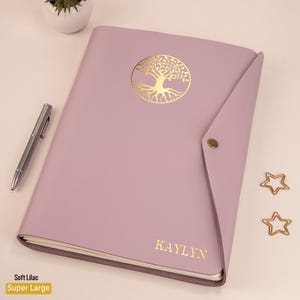 Leather Notebook with Life Tree, Refillable Leather Journal, Custom Journal with Life Tree