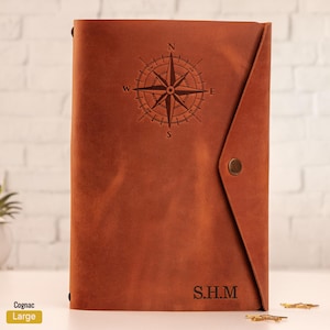 Reffilable Leather Notebook, Personalized Leather Journal, Gift for Him, Handmade Notebook Gift