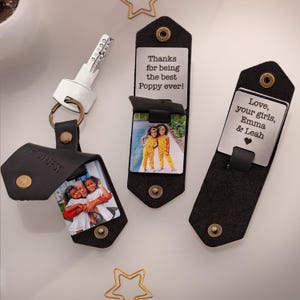 3rd Anniversary Gift, Personalized Leather Photo Keychain, Leather Anniversary Gifts for Him, Photo Keychain for Men imagem 17