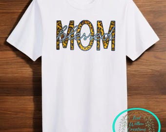 Blessed Mom Cheetah Print T-Shirt