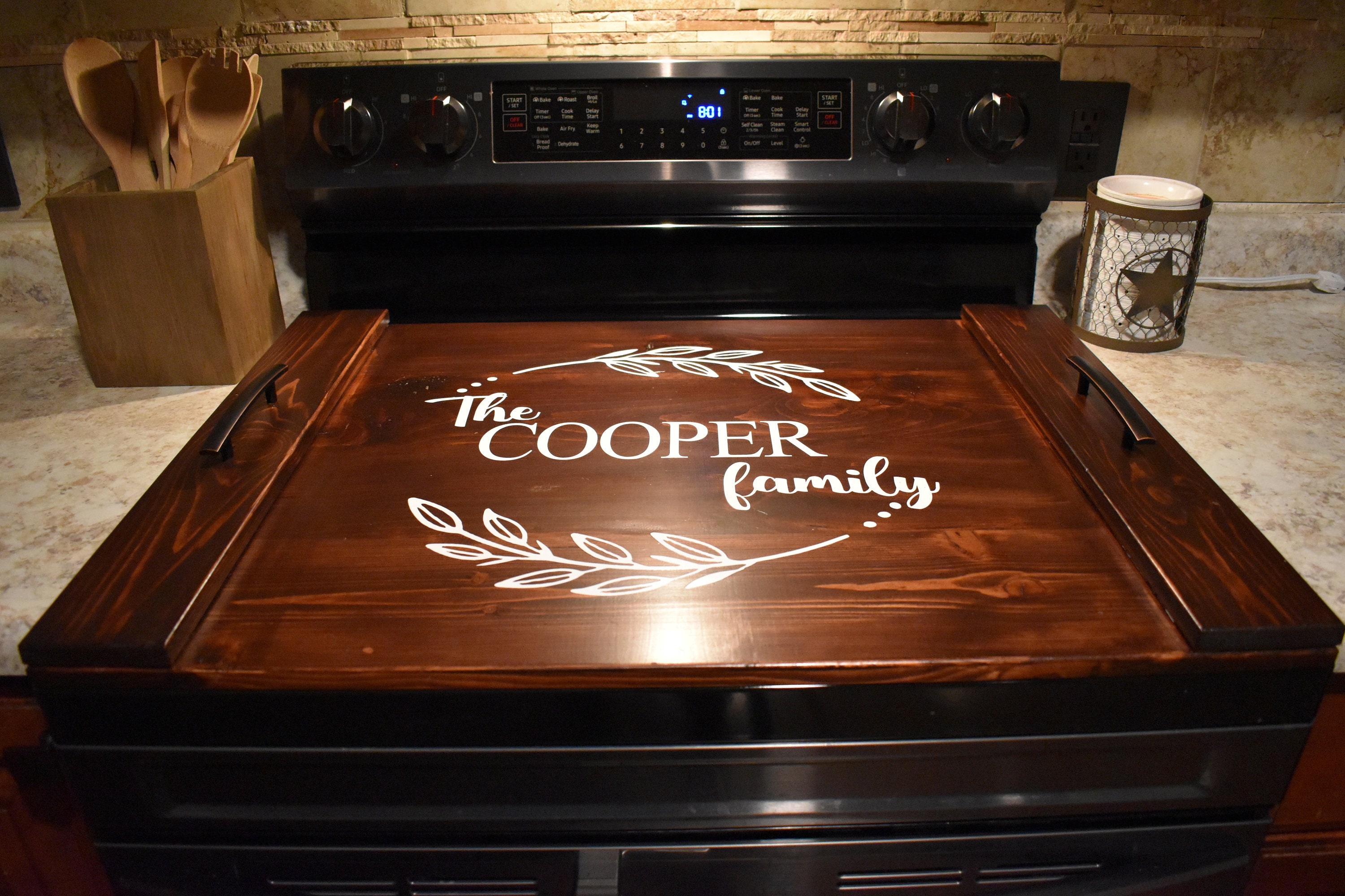 Stove Cover Cutting Board Walnut/oak Food Safe Board Butter Included  Campbells Customs 