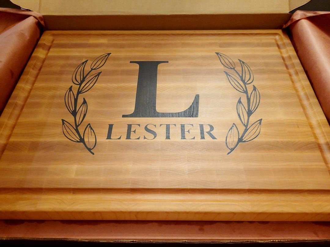 Personalized Maple End Grain Cutting Board With Walnut Monogram & Last ...