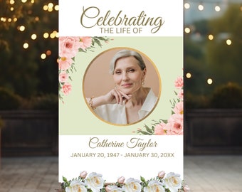 Funeral Welcome Sign Template, Celebration of Life Poster, Large Funeral Sign, Memorial Poster, Funeral Decor, Funeral DIY Editable Template