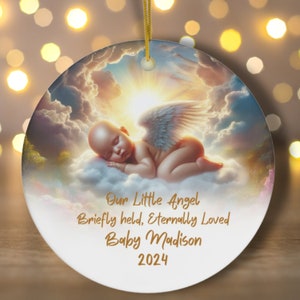 Baby Memorial Ornament - Personalized Angel Ornament for Baby Loss/Miscarriage - Briefly Held, Eternally Loved - Custom Baby Keepsake