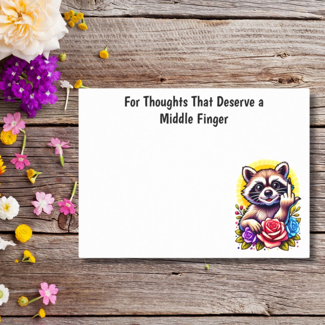 Sassy Notes Funny Raccoon Sticky Notes: Sassy Office Humor, Middle Finger ...