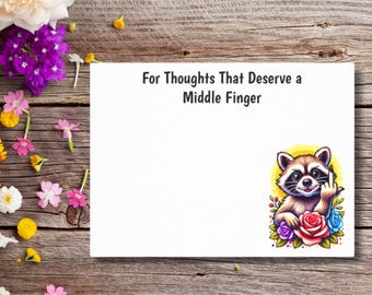 Funny Raccoon Sticky Notes: Sassy Office Humor, Middle Finger Stationery
