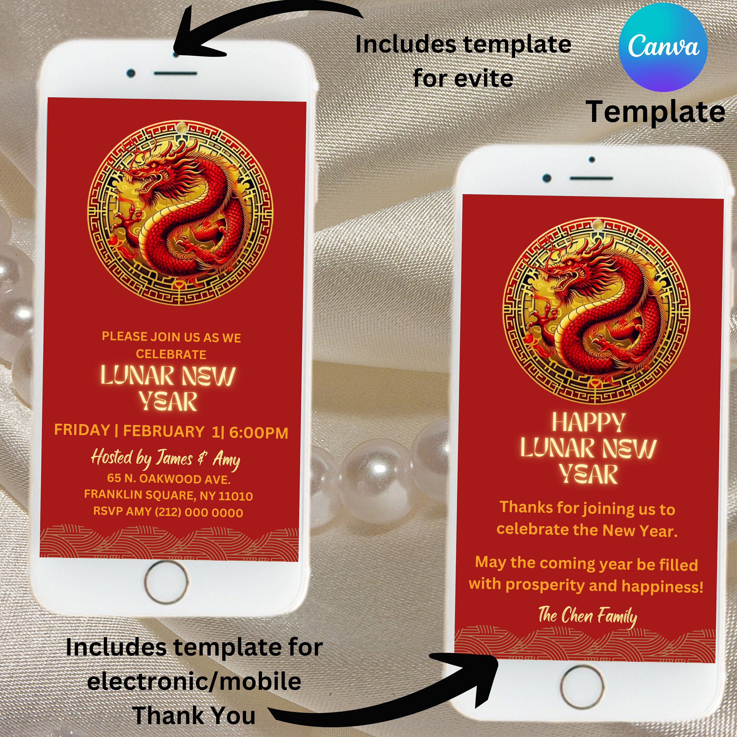 Lunar New Year Party 5 by 7 Inch Invitation Template, Year of the ...