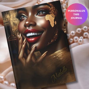 Personalized African American Art Journal: Gold Accent Empowerment Gift