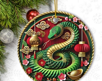 Chinees nieuwjaar 2025 ornament, jaar van de slang, houten slang, Chinese viering, slang aandenken, slang cadeau, maannieuwjaar