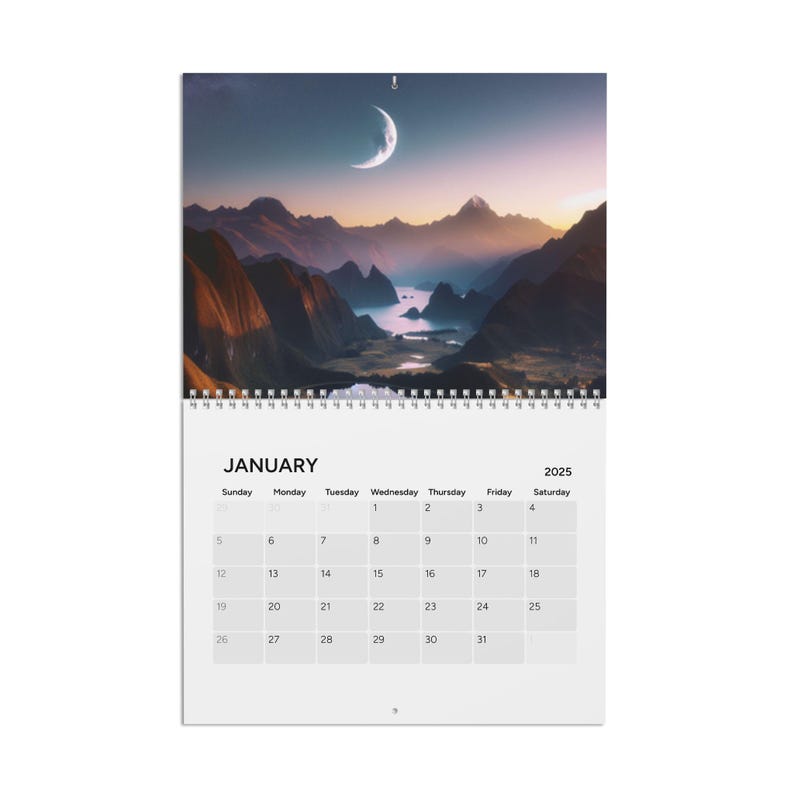 Wall Calendar, Moon, Peruvian Tribal Bohemian Design, 2025 Planner