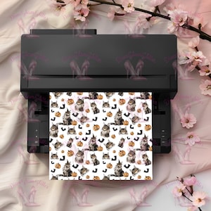 Maine Coon Halloween, Maine Coon Digitales Papier, Gruselige Katzenmuster, Druckbares Kraftpapier, Halloween Katze Scrapbook Papier, Halloween Katze