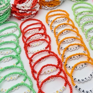 10,25,50,100,200,500 Beaded Friendship Bracelet, Bulk Custom Beaded Bracelet, Wholesale Bulk Bracelets, Stretch Bracelets, Party Favors