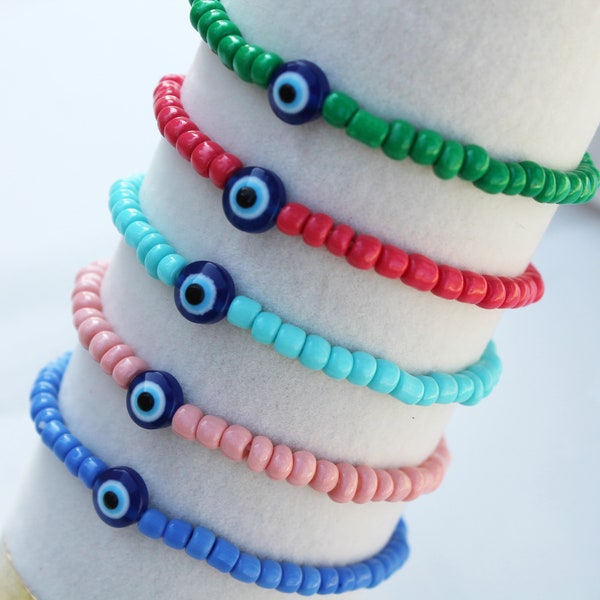 Evil Eye Custom Beaded Bracelets| Handmade Jewelry | Friendship Bracelet | Beaded Bracelet | Company Bracelets |Partners Matching Bracelets