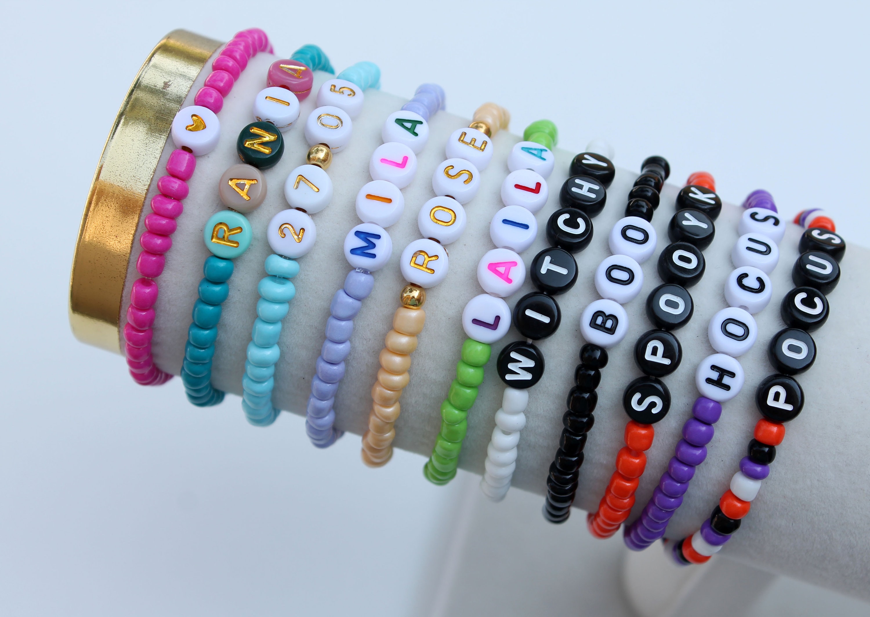 Personalized Glass Beaded Name Bracelet: Handmade Friendship Jewelry