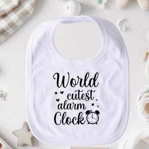 World&#39;s Cutest Alarm Clock Bib, Adorable Baby Bib, Cute Bib for Newborns, Soft Cotton Bib, Absorbent Toddler Bib, Baby Shower Gift