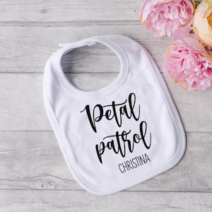 Custom Flower Girl Bib Petal Patrol | Flower Girl Proposal Gift, Will You Be My Flower Girl, Keepsake Special Occasion Wedding Favor for