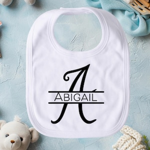 Personalized Bib Gift (Fancy Initial - Beloved) l Personalized Custom Name Bib Gift, Initial Name Customized Monogrammed for Kids