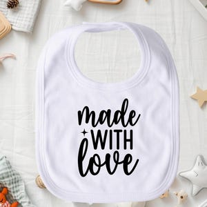 Made With Love Bib, Cute Baby Bib, Soft Cotton Toddler Bib, Absorbent Bib, Baby Shower Gift, Adorable Baby Bib, Sweet Baby Gift