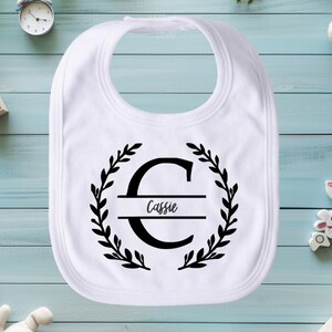 Personalized Custom Bib Gift (Floral Initial - Farmhouse) Personalized Custom Name Bib Gift, Initial Name Customized Monogrammed for Kids