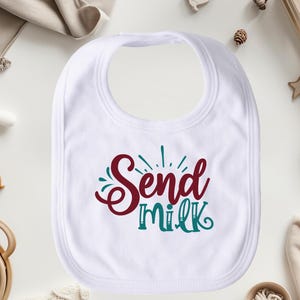 Slabbetje verzenden, slabbetje met melkprint verzenden, slabbetje melk, grappig slabbetje, schattig slabbetje, slabbetje voor baby, babyshowercadeau, schattig slabbetje, babyshowercadeau, schattig slabbetje