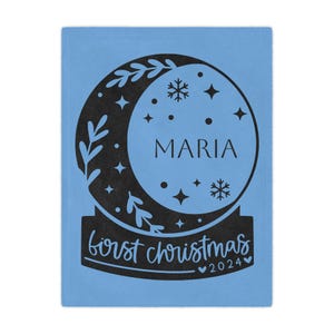 Personalized Snow Globe First Christmas Blanket l  My 1st Christmas 2024 Newborn Blanket, Baby Holiday Blanket Gift, Baby&#39;s 1st Christmas