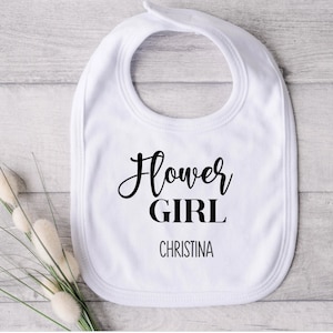Custom Flower Girl Bib | Flower Girl Proposal Gift, Will You Be My Flower Girl, Keepsake Special Occasion Wedding Favor for Baby Flower Girl