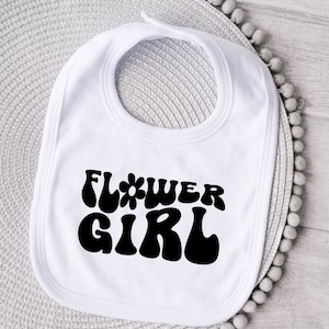 Retro Flower Girl Bib, Flower Girl Proposal Gift, Will You Be My Flower Girl, Keepsake Special Occasion Wedding Favor for Baby Flower Girl