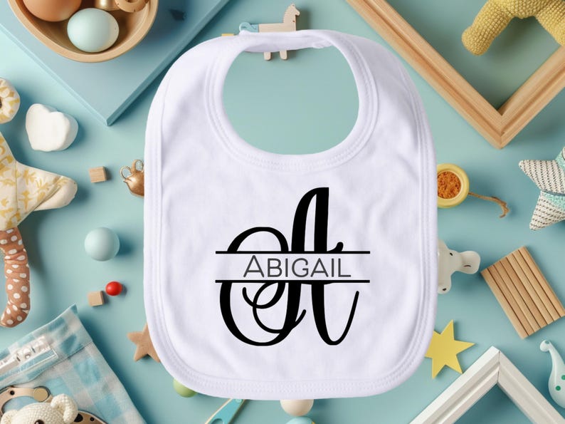 Personalized Bib Gift (curly Initial - Beloved) L Personalized Custom ...