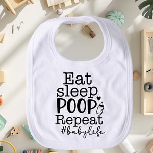 食べて、寝て、うんちして、繰り返し #BabyLife よだれかけ、おもしろいベビーよだれかけ、吸収性のある幼児用よだれかけ、かわいいベビーよだれかけ、ベビーシャワーギフト、性別を問わないよだれかけ