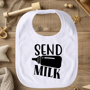 Slabbetje verzenden, slabbetje melk verzenden, slabbetje met melkprint verzenden, grappig slabbetje, schattig slabbetje, slabbetje voor baby&#39;s, cadeau babyshower, schattig slabbetje, schattig slabbetje