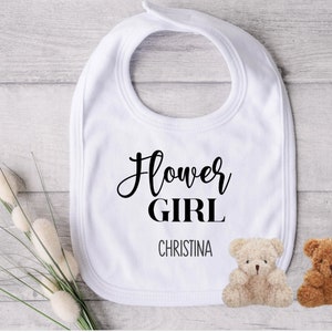 Custom Flower Girl Bib 2 & Mini Teddy Bear| Flower Girl Proposal Gift, Will You Be My Flower Girl, Keepsake Special Occasion Wedding Favor