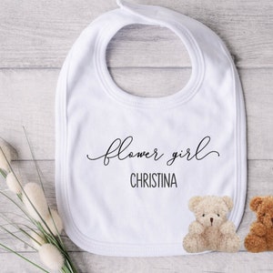 Custom Flower Girl Bib & Mini Teddy Bear Flower Girl Proposal Gift, Will You Be My Flower Girl, Keepsake Special Occasion