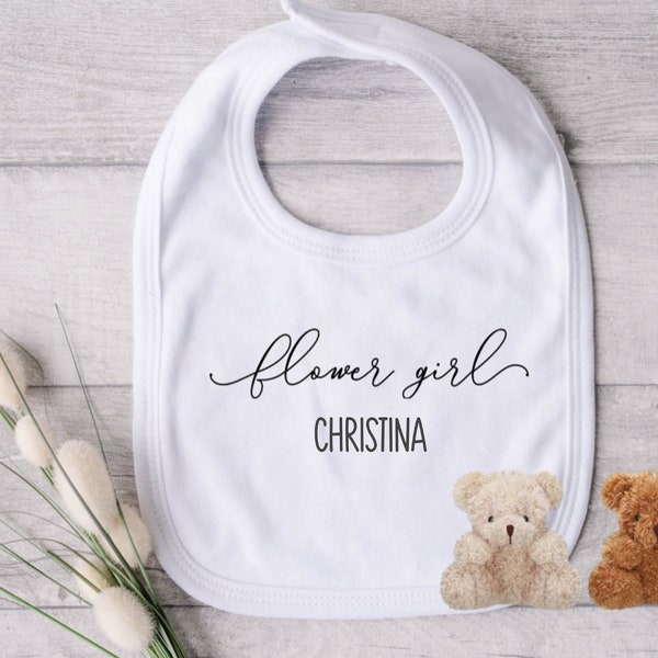 Custom Flower Girl Bib & Mini Teddy Bear | flower girl proposal | flower girl gift | personalized bib | baby bib | baby gift | personalized