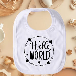 Hello World よだれかけ、かわいいベビーよだれかけ、吸収性のある幼児用よだれかけ、性別を問わないベビーよだれかけ、ベビーシャワーギフト、新生児の必需品、かわいいベビーよだれかけ