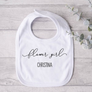 Custom Flower Girl Bib | Flower Girl Proposal Gift, Will You Be My Flower Girl, Keepsake Special Occasion Wedding Favor for Baby Flower Girl