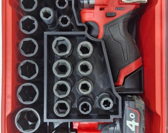 Milwaukee M12 Stubby Impact + Socket Insert - Organizer for Packout 843