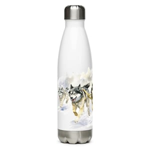 Sled Dogs Alaska IDITAROD Stainless Steel Water Bottle