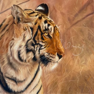 Tiger Art Print - Giclée Fine Art From Original Oil Painting - Big Cat Wall Decor - Wildlife Animal Print Jungle Home Aesthetic