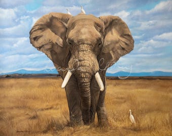Elephant Art Print: Giclée Fine Art, Safari Animal Wall Decor