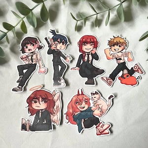Anime stickerset kettingzaag, matte vinylstickers Chibi, schattig kawaii Japans briefpapier voor laptop, notebook, journaling