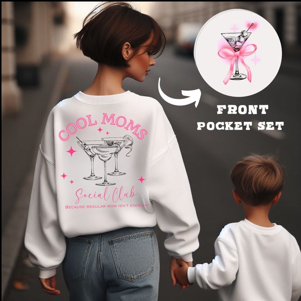 Cool Mom Social Club Printable PNG, Coquette, Mama, Soft Girl Era, Pink Bow, Mom digital download, Mothers Day, martini,cocktail sublimation