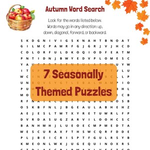 Autumn Activity Book for Kids: word searches and other puzzles—instant digital download printable PDF for elementary school-aged children
