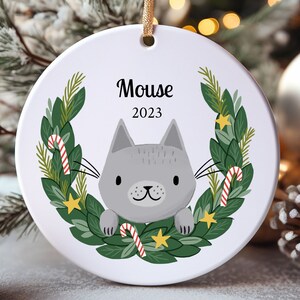 Gray Cat Personalized Christmas Ornament Gray Cat Gift Pet Ornament Keepsake Cat Holiday Decoration