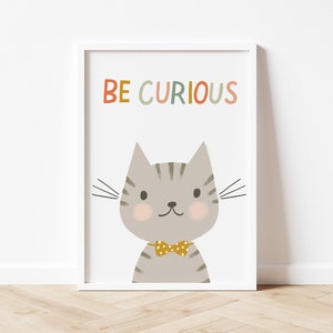Printable Cute Cat Art Poster Digital Download Nursery Decor Wall Art Print Kids Play Room Printable Boy’s Room Decor