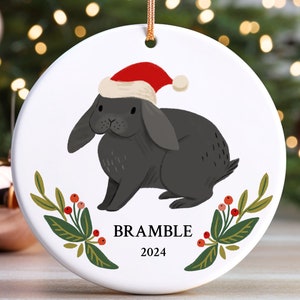 Lop Eared Bunny Personalized Pet Ornament Black Lop Bunny Christmas Gift for Rabbit Lover Keepsake