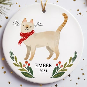 Flame Point Siames Personlig Katt Julgransprydnad Anpassat Namn Flame Point Siames Gåva