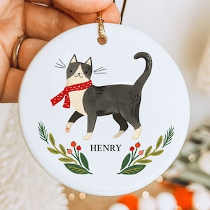 Tuxedo Cat Personalized Christmas Ornament Kitty Christmas Gift Custom Name Tuxedo Cat Gift for Cat Owner