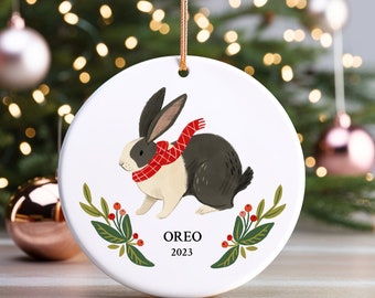 Personalized Rabbit Ornament Dutch Bunny Christmas Gift for Pet Lover Personalized Dutchie Rabbit Christmas Ornament Keepsake