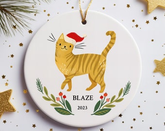 Personalized Cat Ornament Tabby Cat Owner Christmas Gift Custom Striped Cat Gift for Cat Lover Custom Christmas Ornament